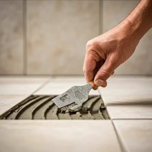 Expert tiler applying adhesive for a bathroom renovation in Adelaide